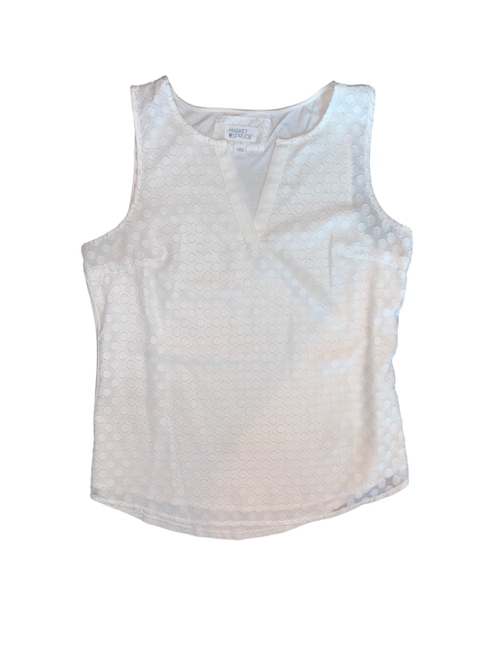 Market & Spruce White Eyelet V-Notch Sleeveless Top